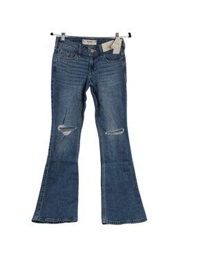 NEW Hollister Women's Low-Rise Bootcut Distressed Blue Jeans W25 Regular